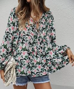 DY DUA LIPA FLORAL TOP - BLACK NEW ARRIVALS