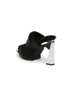 Jady Rose JadyRose | Faux Fur Back Heel Peep-Toe Sandal - Black 10 Jady Rose JadyRose | Faux Fur Back Heel Peep-Toe Sandal - Black