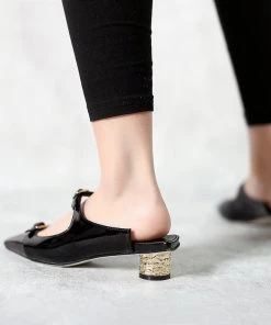 Jady Rose S/S 2022 JadyRose | Cutout-Strap Dalena Block Low-Heel Mule - Black