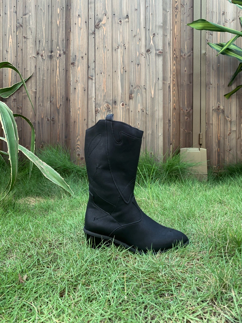 YL En Bloom | Black Pull-Tab Cowboy Knee Boots 6 YL En Bloom | Black Pull-Tab Cowboy Knee Boots