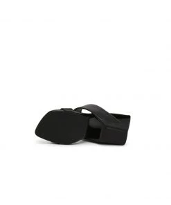 Jady Rose JadyRose | Signature Open-Heel Leather Slide Sandal - Black NEW ARRIVALS