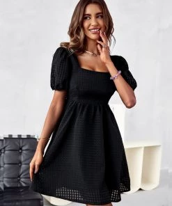 DY NOTEPAD SQUARE COLLAR MINI DRESS - BLACK 11 DY NOTEPAD SQUARE COLLAR MINI DRESS - BLACK