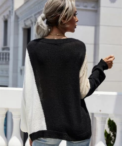 MY Smaibulun | GRANIA Two Tone Color Block Knit Sweater - Black NEW ARRIVALS