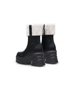 Jady Rose JadyRose | Chunky Heel Faux Fur Lined Black Chelsea Boot
