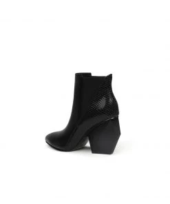 Jady Rose JadyRose | Black Texture Geometry Mid Heel Leather Chelsea Boots Ankle Boots NEW ARRIVALS