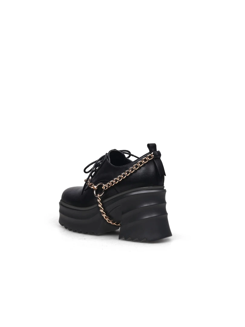 Jady Rose JadyRose | Black Leather Chain Over Chunky Heel Oxford New In Shoes 6 Jady Rose JadyRose | Black Leather Chain Over Chunky Heel Oxford New In Shoes