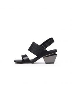 Jady Rose NEW ARRIVALS JadyRose | CASEY Geometry Heels Leather Black Slingback Sandals