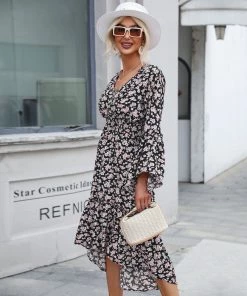 BFZY ANTHEM Flared Sleeve Midi Dress - Black