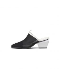 Jady Rose NEW ARRIVALS JadyRose | Geometry Block Point Toe Mid Heel Mules - Black
