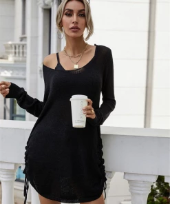 MY NEW ARRIVALS Smaibulun | CASTAWAY Low Open Back Knit Dress - Black