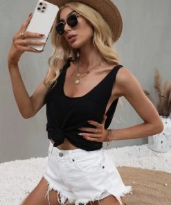 MY ESSENCE KNIT TANK - BLACK