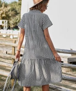 DY DARLEEN TARTAN SHIRT DRESS – BLACK NEW ARRIVALS