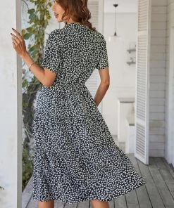 DY ALVINA Print Midi Dress - Black