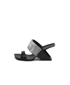 Jady Rose JadyRose | KARINA Rhinestone Black Leather Wedge Sandal NEW ARRIVALS