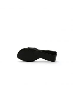 Jady Rose JadyRose | Open Twisted-Heel Leather Slide Sandal - Black