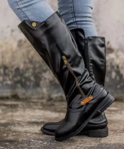 AL New In Shoes En Bloom | Side-Pocket Slouchy Long Boot - Black