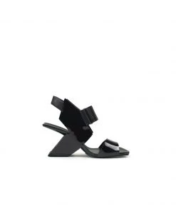 Jady Rose JADYROSE | TASH SLINGBACK BLACK LEATHER HEEL New In Shoes