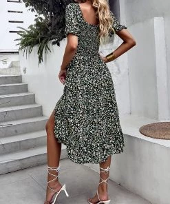 DY FRONTI MIDI DRESS - BLACK PRINT