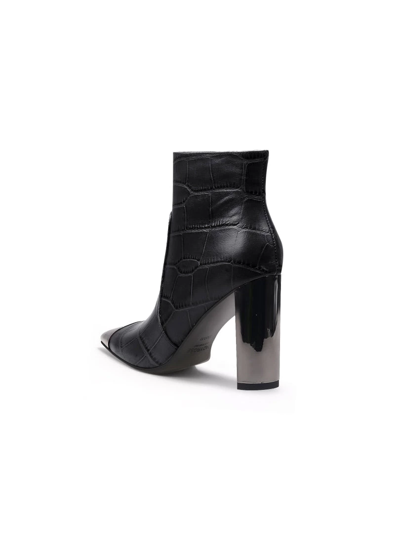 Jady Rose New In Shoes JadyRose | Black Amalee Croc-Embossed Leather Bootie 5 Jady Rose New In Shoes JadyRose | Black Amalee Croc-Embossed Leather Bootie