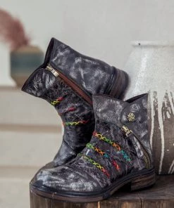 SOFFIA | Genuine Leather Rainbow Stitch Floral Embossed Ankle Boots NEW ARRIVALS 18 SOFFIA | Genuine Leather Rainbow Stitch Floral Embossed Ankle Boots NEW ARRIVALS