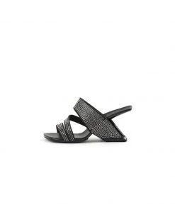 Jady Rose JADYROSE | AMADEA RHINESTONE BLACK LEATHER HEEL New In Shoes