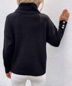 MY New In Clothing Smaibulun | Black Oversized Collar Turtleneck Knit Sweater