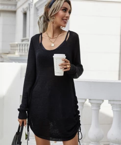 MY NEW ARRIVALS Smaibulun | CASTAWAY Low Open Back Knit Dress - Black