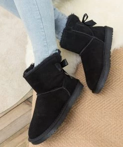 XH New In Shoes SMAIBULUN UGG™ | Ribbon Bow-Back Faux Fur-Lined Suede Boots
