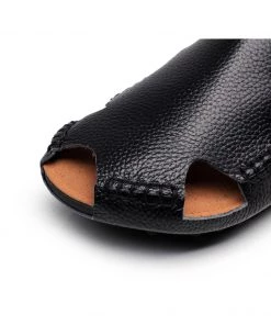 GLF Maibulun | Massage Sole Cut-Out Genuine Leather Mule - Black NEW ARRIVALS