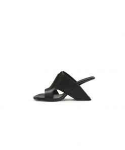 Jady Rose JADYROSE | GIVEN BLACK LEATHER OPEN TOE SLIDE NEW ARRIVALS