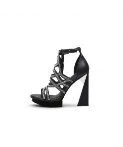 Jady Rose JADYROSE | SASS RHINESTONE CUT OUT BLACK HEEL