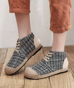 TC Classic Metallic Plaid Hi-Top Sneakers Espadrilles - Cactus Rose