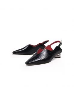 Jady Rose JadyRose | Genuine Leather Owen Powder Back Strap Detail Pointed Toe Heeled Pump S/S 2022