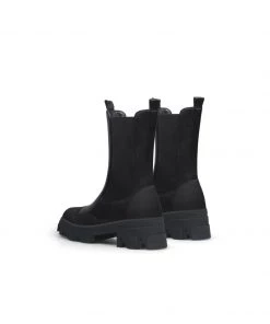 Jady Rose New In Shoes JadyRose | Block Heel Mid-Length Black Leather Chelsea Boot