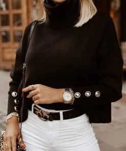 MY New In Clothing Smaibulun | Black Oversized Collar Turtleneck Knit Sweater