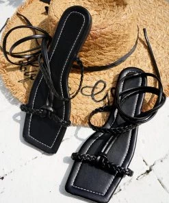 HT EN BLOOM | TIA STRAP GLADIATOR SANDAL - BLACK NEW ARRIVALS