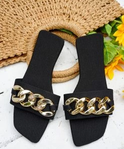HT EN BLOOM | HOWARDINA GOLD CHAIN SLIDE BLACK