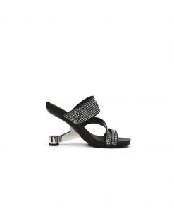 Jady Rose JADYROSE | RHINESTONE CUT OUT BLACK LEATHER HEEL NEW ARRIVALS