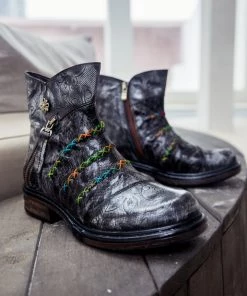 SOFFIA | Genuine Leather Rainbow Stitch Floral Embossed Ankle Boots NEW ARRIVALS 19 SOFFIA | Genuine Leather Rainbow Stitch Floral Embossed Ankle Boots NEW ARRIVALS