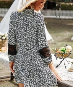 DY NEW ARRIVALS JHIA Daisy Print Mini Dress - Black