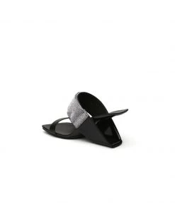 Jady Rose JadyRose | KARINA Rhinestone Black Leather Wedge Sandal NEW ARRIVALS