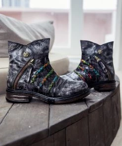 SOFFIA | Genuine Leather Rainbow Stitch Floral Embossed Ankle Boots NEW ARRIVALS 20 SOFFIA | Genuine Leather Rainbow Stitch Floral Embossed Ankle Boots NEW ARRIVALS