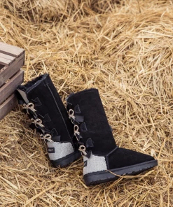 XH NEW ARRIVALS SMAIBULUN UGG™ | Back Rhinestone & Ribbon Tri-Tie Bow Black Suede Boots 19 XH NEW ARRIVALS SMAIBULUN UGG™ | Back Rhinestone & Ribbon Tri-Tie Bow Black Suede Boots