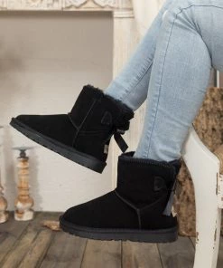XH New In Shoes SMAIBULUN UGG™ | Ribbon Bow-Back Faux Fur-Lined Suede Boots