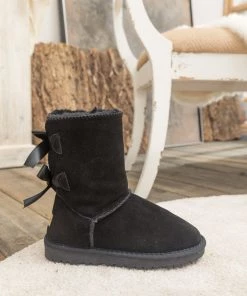 XH SMAIBULUN UGG™ | Ribbon Back Double-Bow Suede Boots New In Shoes