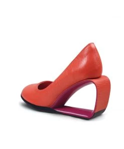 Jady Rose NEW ARRIVALS JadyRose | Open Triangle-Heel Leather Pump - Orange