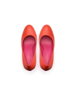 Jady Rose NEW ARRIVALS JadyRose | Open Triangle-Heel Leather Pump - Orange