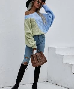 MY Smaibulun | GRANIA Batwing Sleeve Color Block Knit Sweater New In Clothing