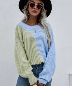 MY Smaibulun | GRANIA Batwing Sleeve Color Block Knit Sweater New In Clothing