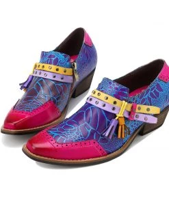 NEW ARRIVALS SOFFIA | Flower-Accent Genuine Leather Booties Oxford Shoes